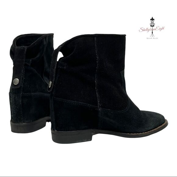 ZARA TRF Trafaluc Black Suede Leather Hidden Wedge Ankle Boots Booties 36 US 6 - Picture 6 of 14